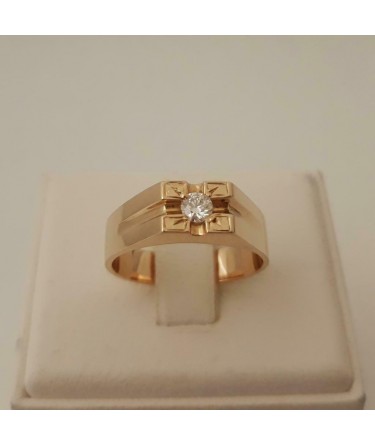 Vlieger markering zonnebloem Ring ~ Gouden 18 karaats Heren Ring met Diamant