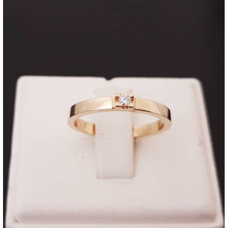 Symposium Ambassadeur spuiten Ring ~ Gouden 14 karaats gladde Ring met 1 Diamant
