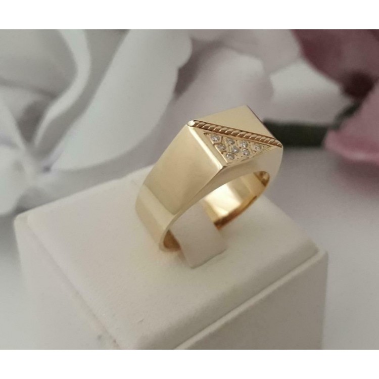 Uitsluiting Redding Supplement Ring ~ BRADLEY Gouden 14 karaats Heren Ring met Diamant